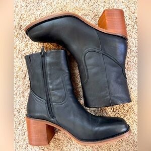 Black leather ankle boots
